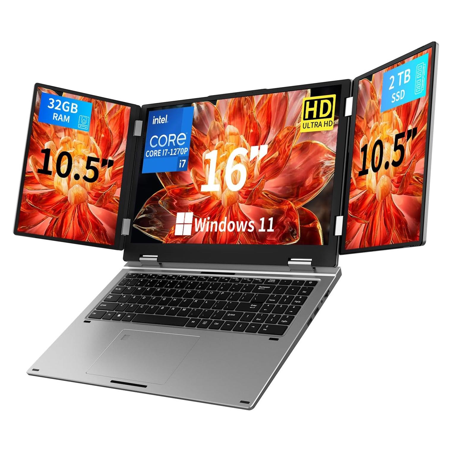 Portátil KOOFORWAY Max16 Triple Pantalla 16" + 10.5" x2, i7, 32GB RAM, 2TB SSD