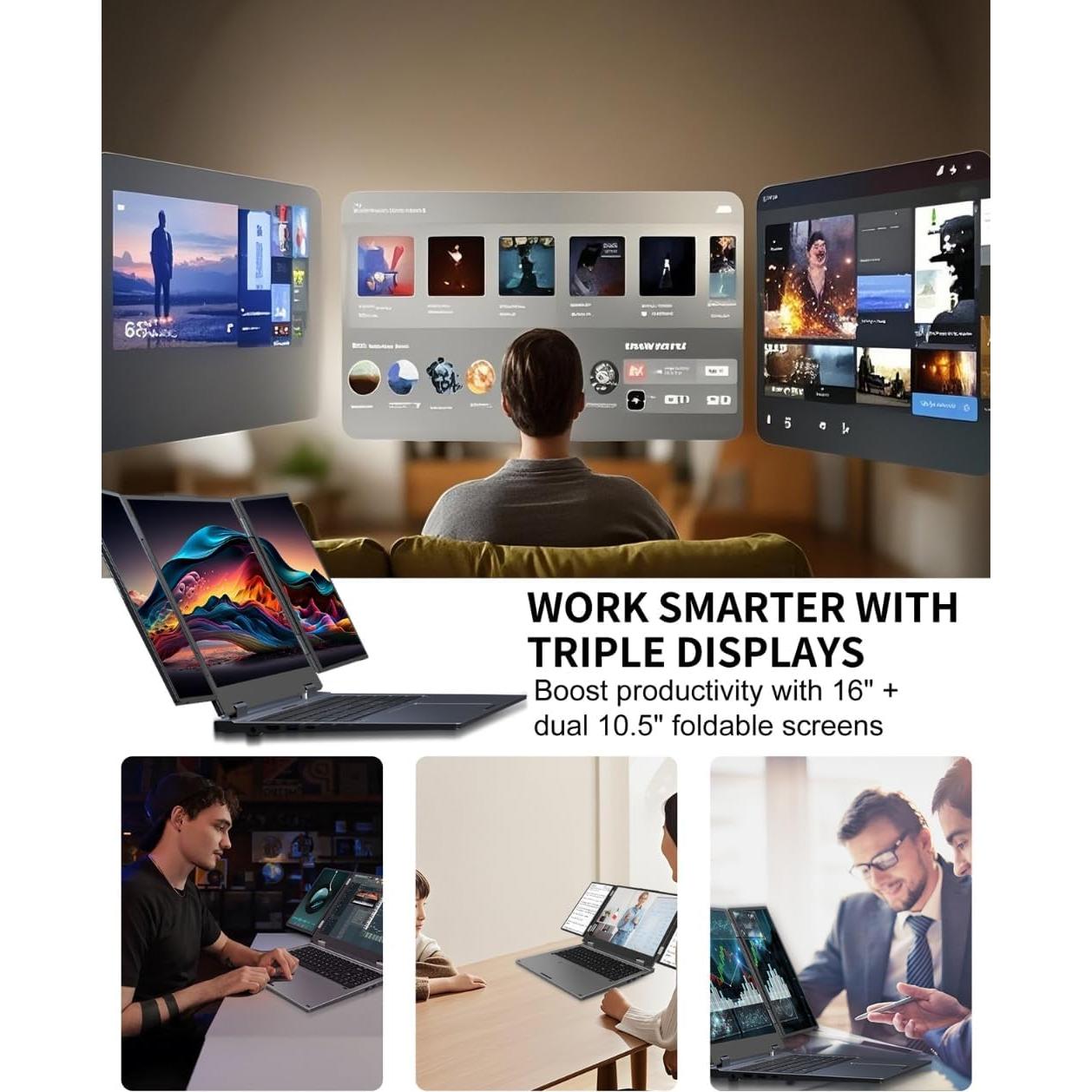 Portátil KOOFORWAY Max16 Triple Pantalla 16" + 10.5" x2, i7, 32GB RAM, 2TB SSD