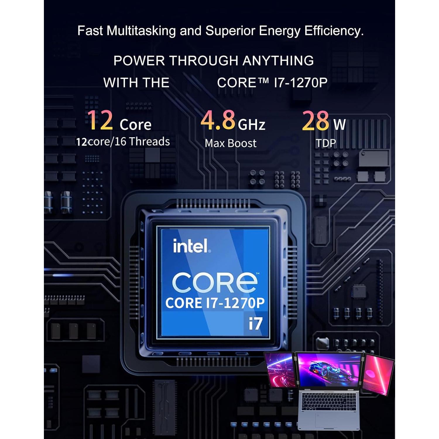 Portátil KOOFORWAY Max16 Triple Pantalla 16" + 10.5" x2, i7, 32GB RAM, 2TB SSD