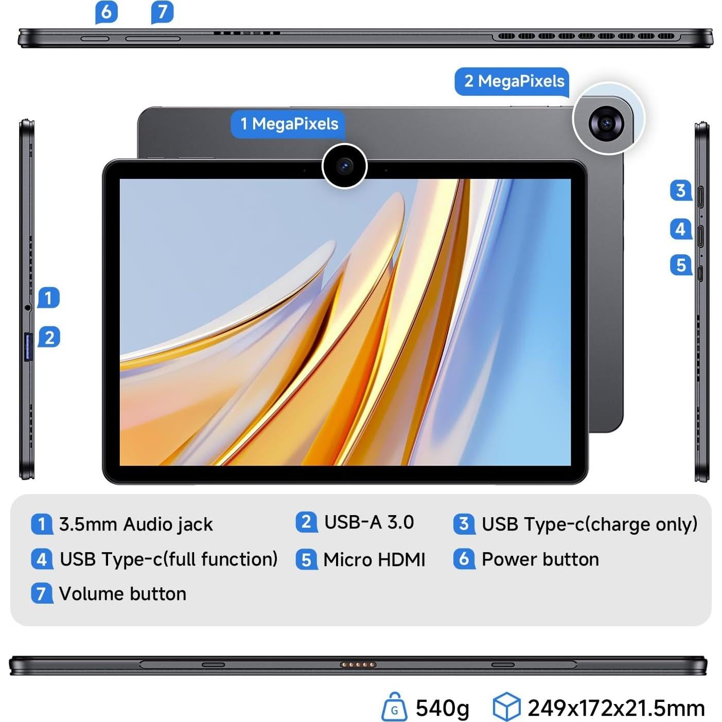 Laptop 2 en 1 EYY 10.1" Touch, 12GB RAM, 256GB SSD, Win 11