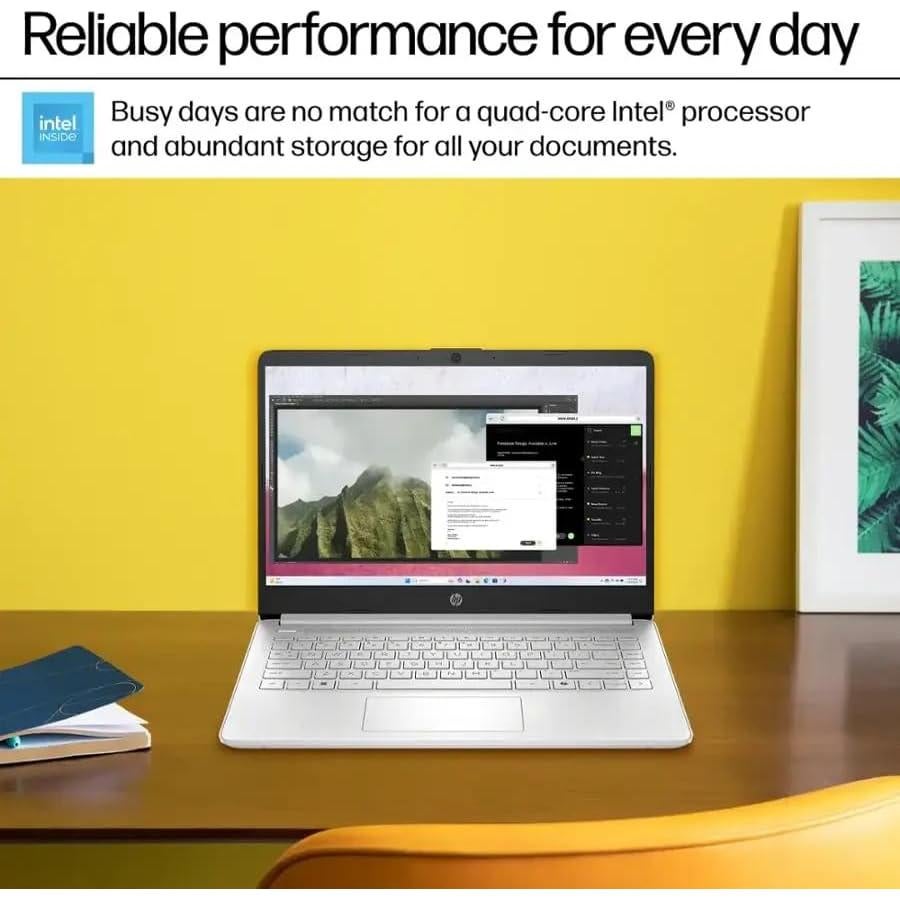 Laptop HP 14" Plata Intel N150 16GB RAM 384GB Almacenamiento