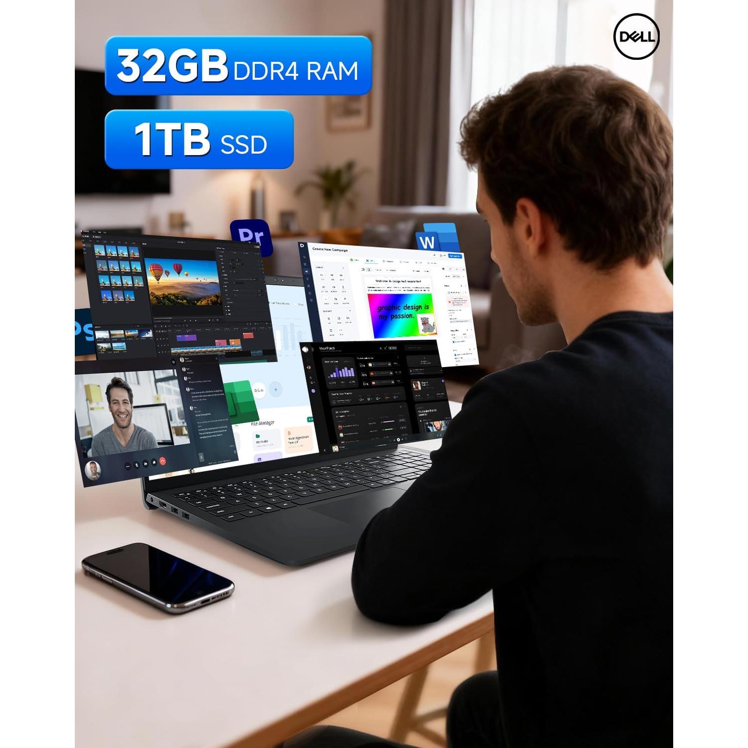 Dell Inspiron 15 3530 Laptop Táctil 15.6" FHD, Intel i5-1334U, 32GB RAM, 1TB SSD, Windows 11 Pro