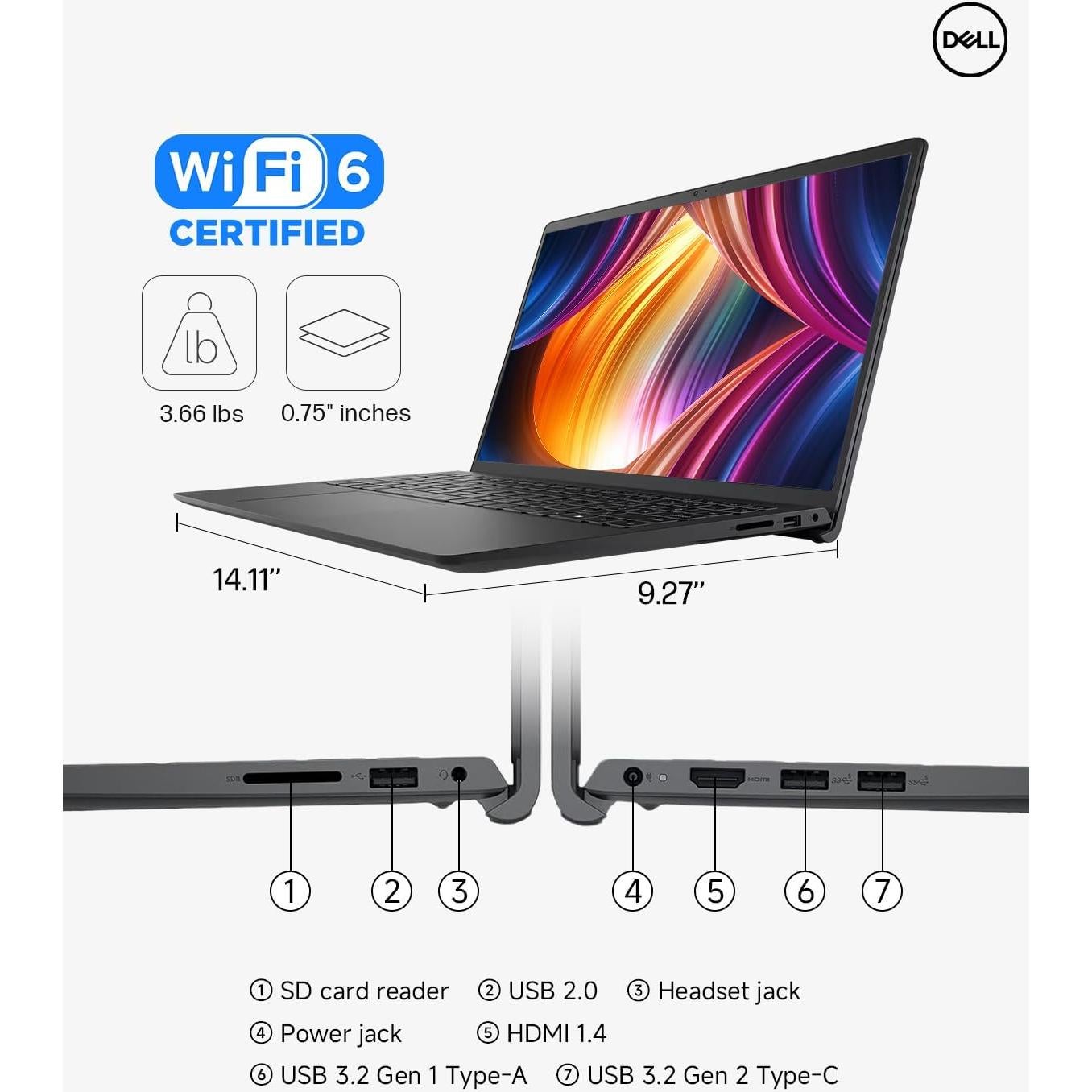 Dell Inspiron 15 3530 Laptop Táctil 15.6" FHD, Intel i5-1334U, 32GB RAM, 1TB SSD, Windows 11 Pro