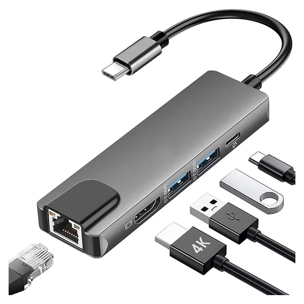 Adaptador Hub USB C 5 en 1 DUOYHIEL con HDMI 4K y 3 USB 3.0
