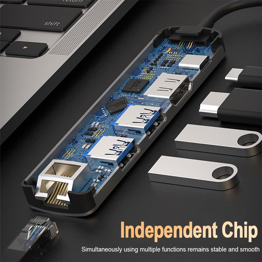 Adaptador Hub USB C 5 en 1 DUOYHIEL con HDMI 4K y 3 USB 3.0