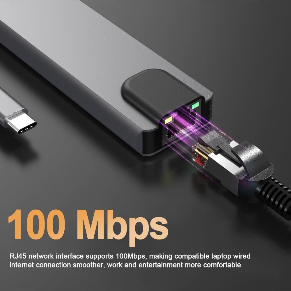 Adaptador Hub USB C 5 en 1 DUOYHIEL con HDMI 4K y 3 USB 3.0