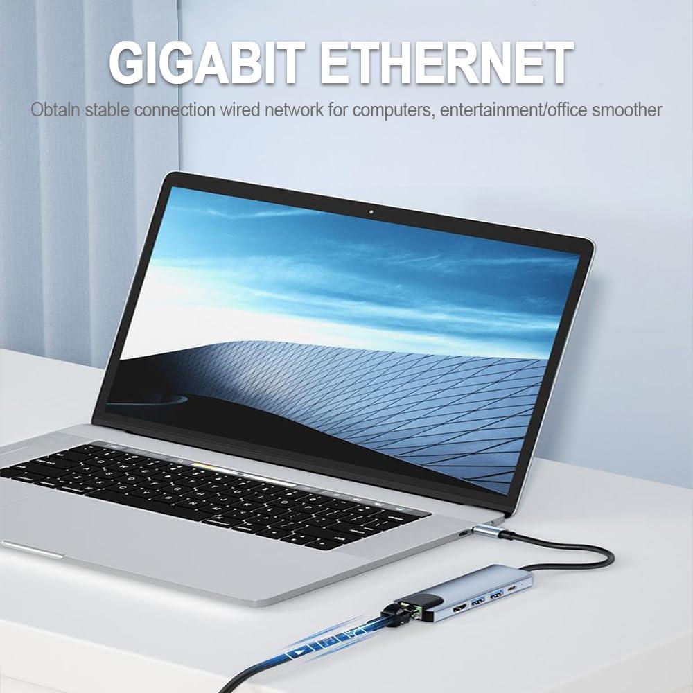 Adaptador Hub USB C 5 en 1 DUOYHIEL con HDMI 4K y 3 USB 3.0