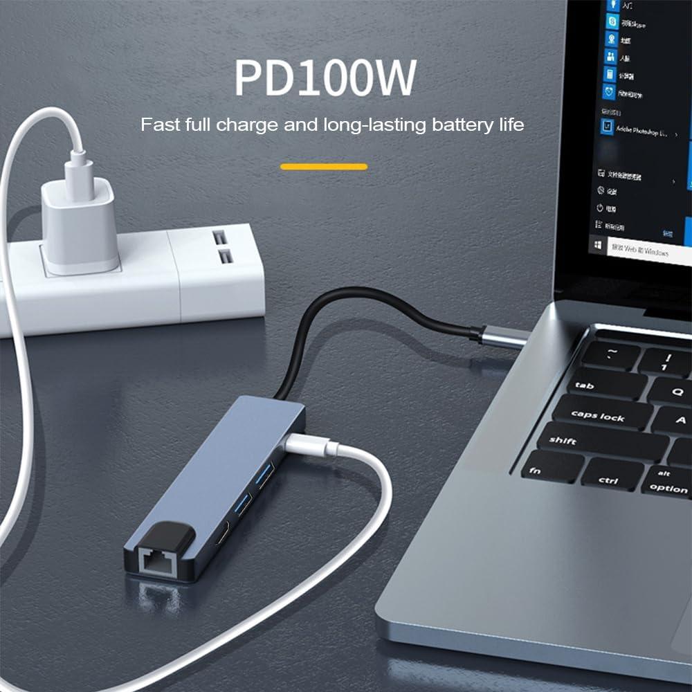 Adaptador Hub USB C 5 en 1 DUOYHIEL con HDMI 4K y 3 USB 3.0