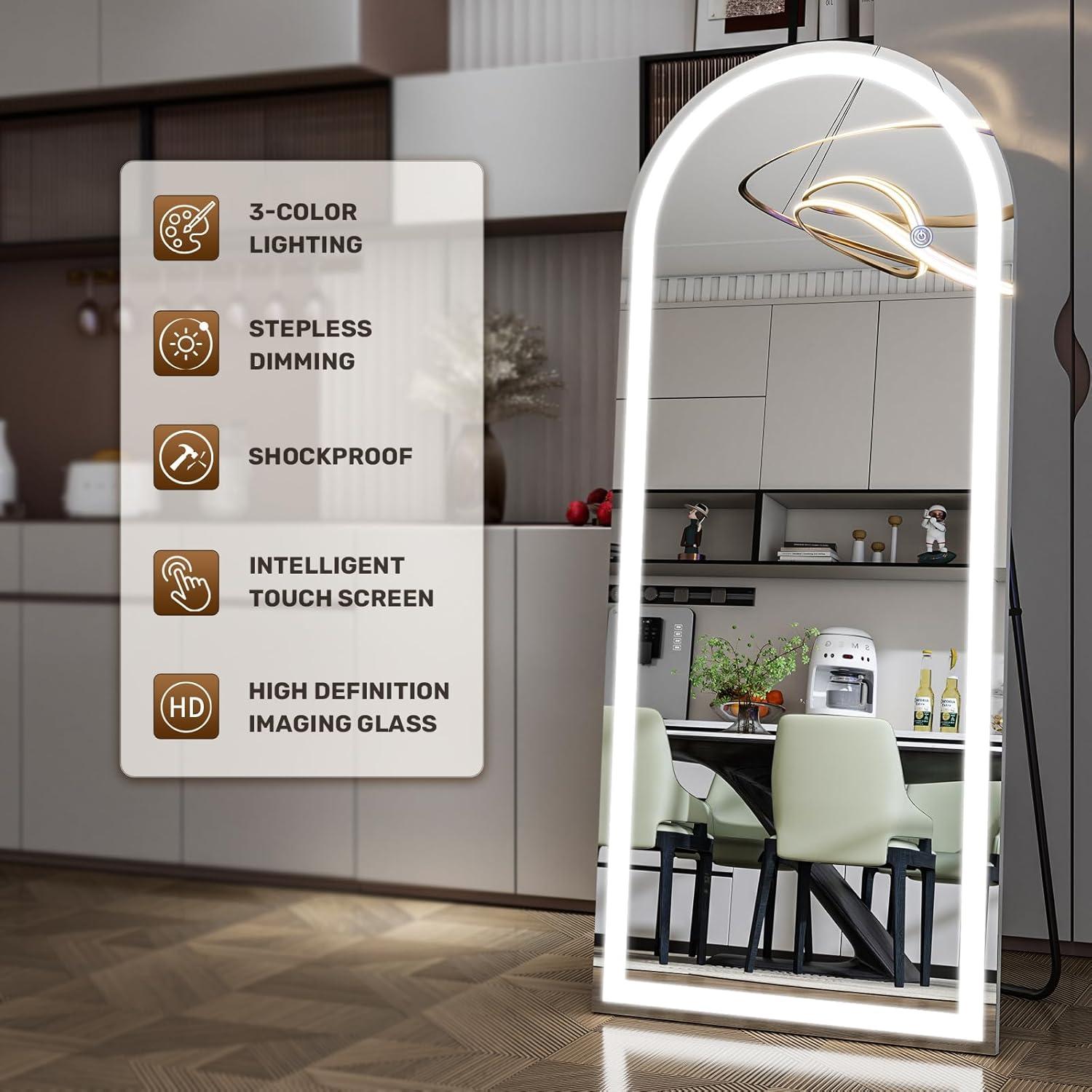 Espejo de Cuerpo Completo Easly 172.72x66.04 cm LED 3 Colores