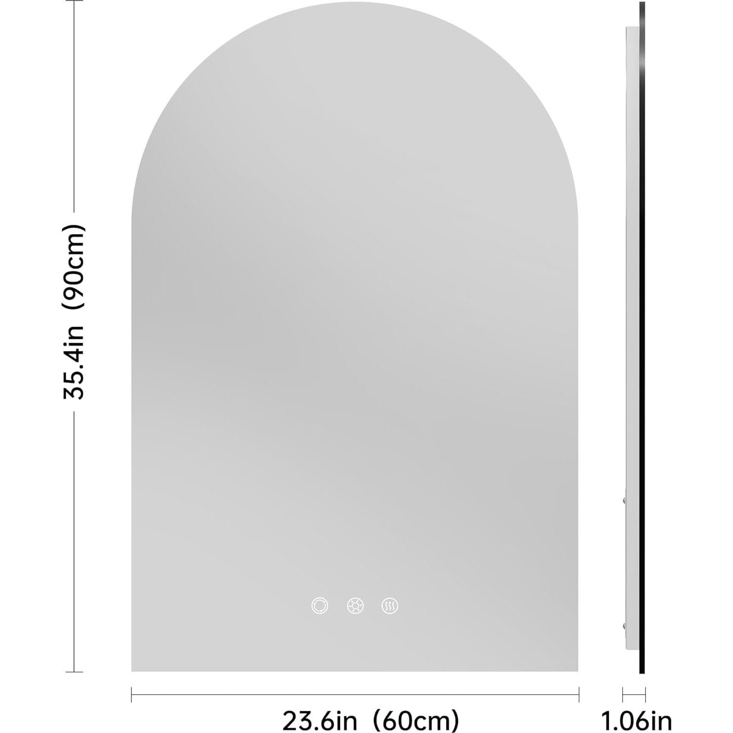 Espejo de baño LED OUMUSU arqueado 91x61cm regulable