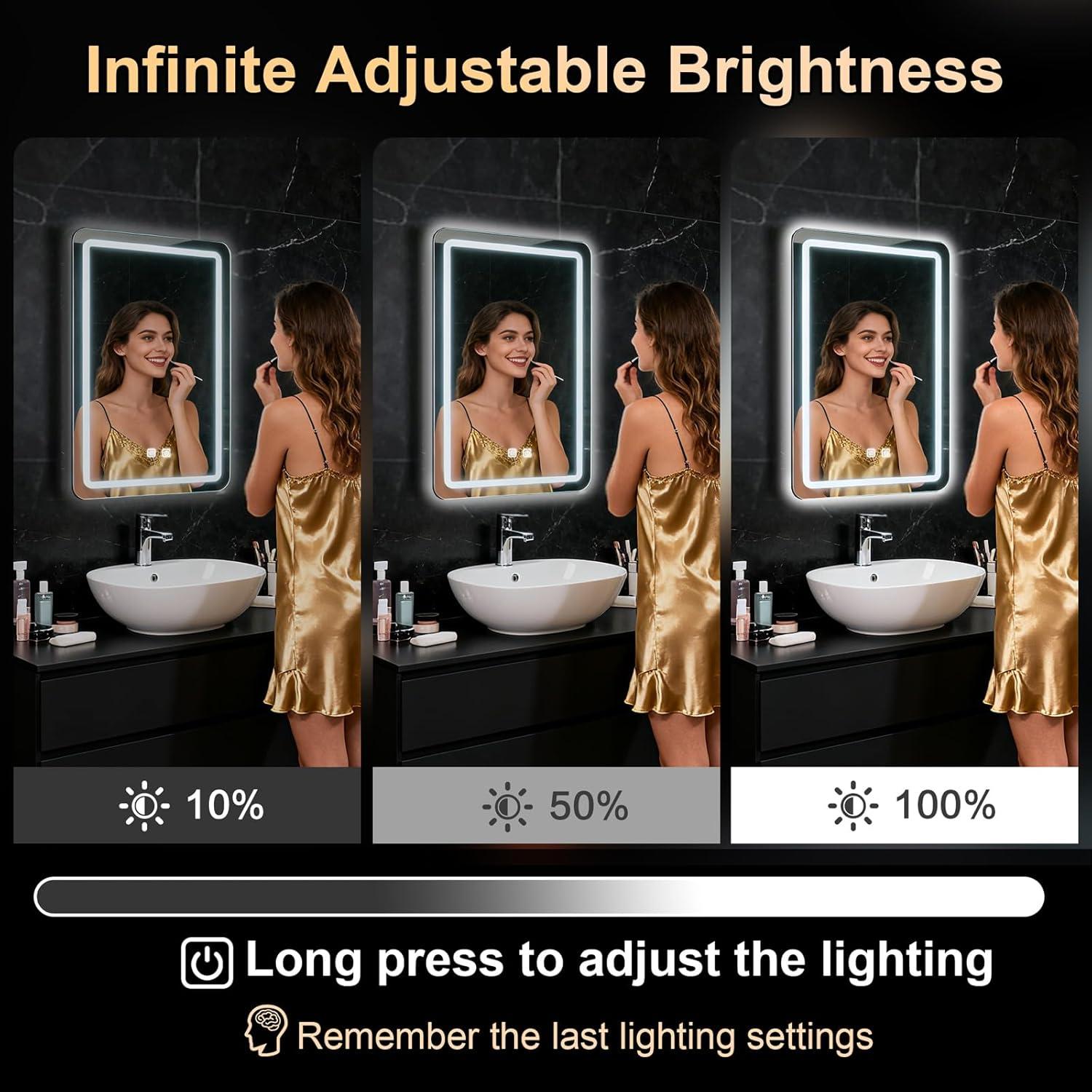 Espejo de Baño LED WARM&LOVE 60.96x40.64cm Antivaho Regulable