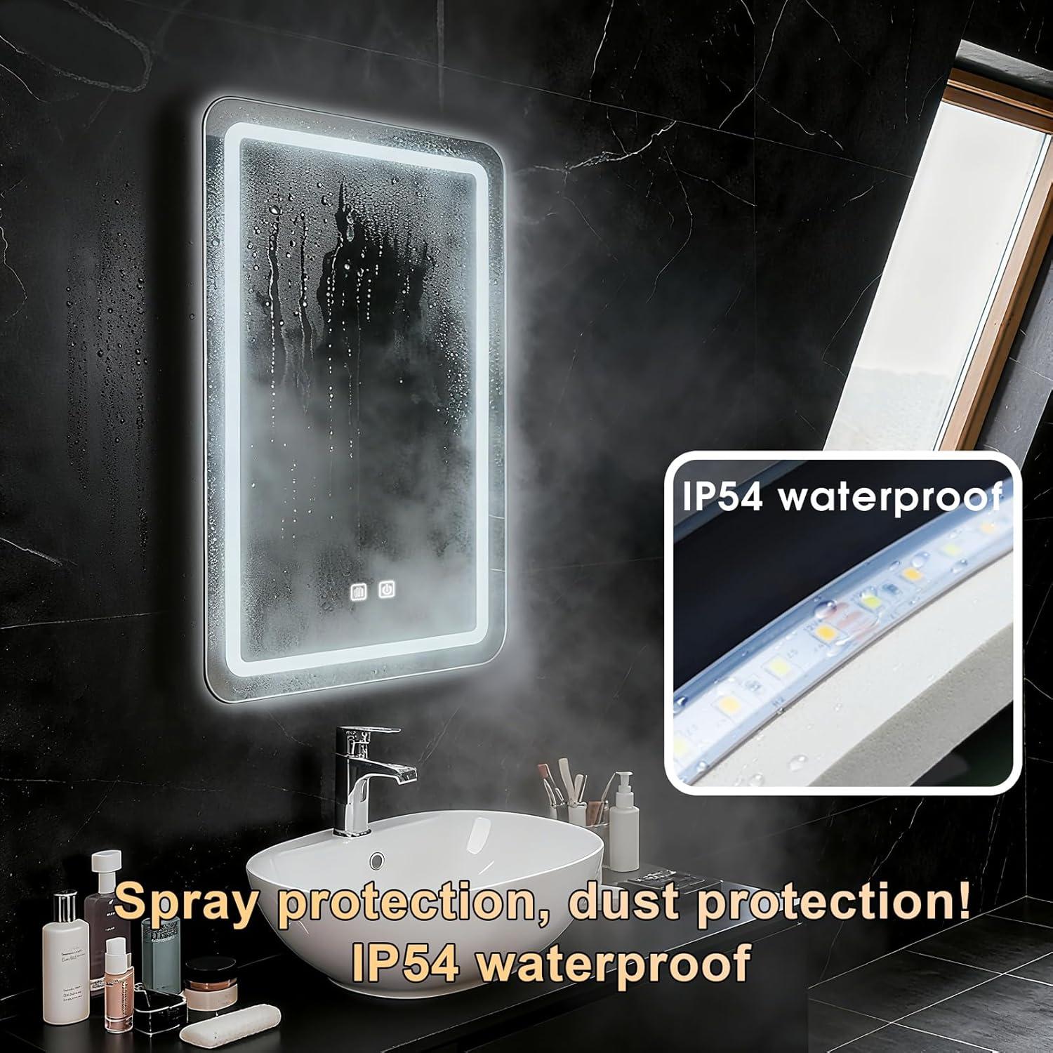 Espejo de Baño LED WARM&LOVE 60.96x40.64cm Antivaho Regulable