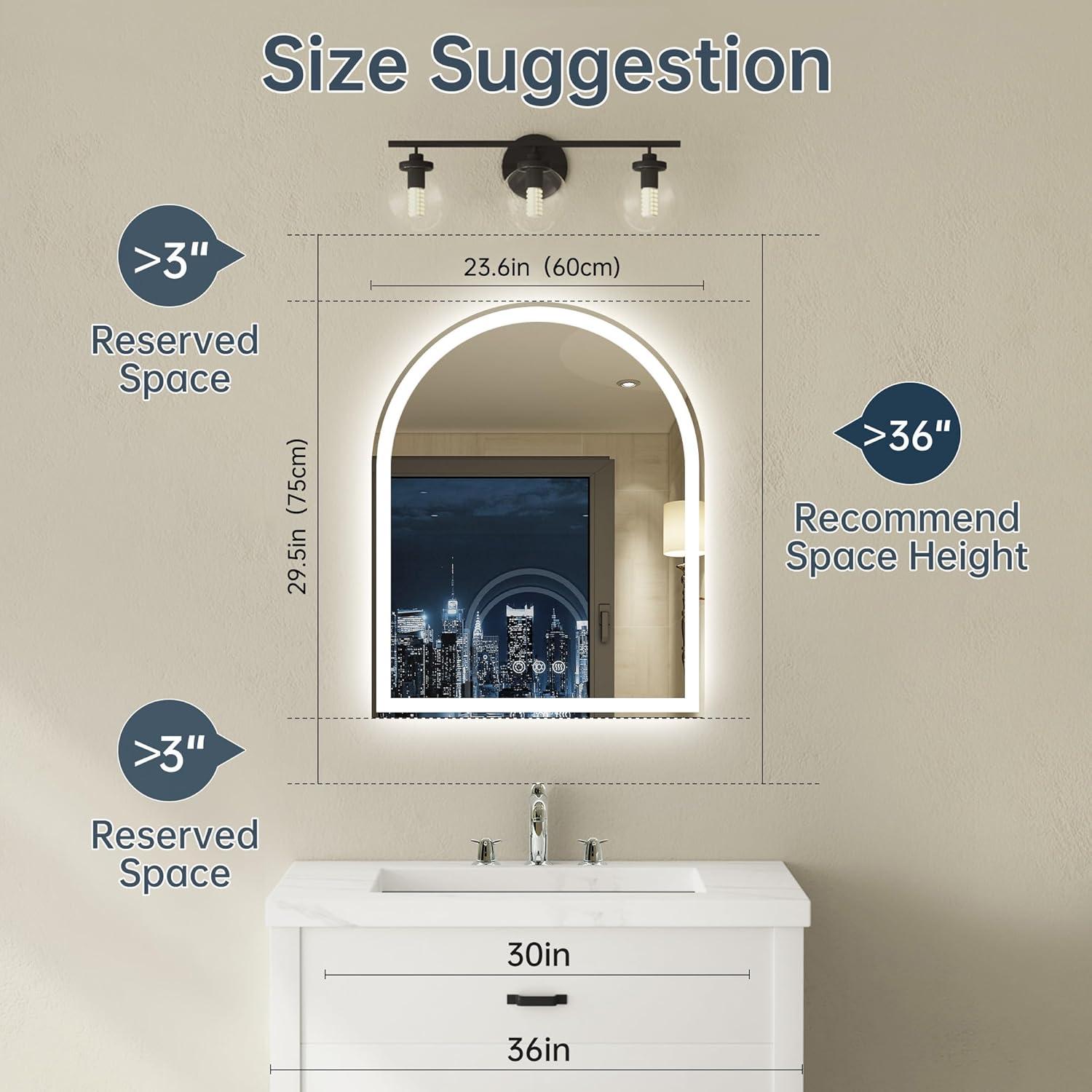 Espejo LED Arqueado BesMirror 61x76 cm Sin Marco Regulable