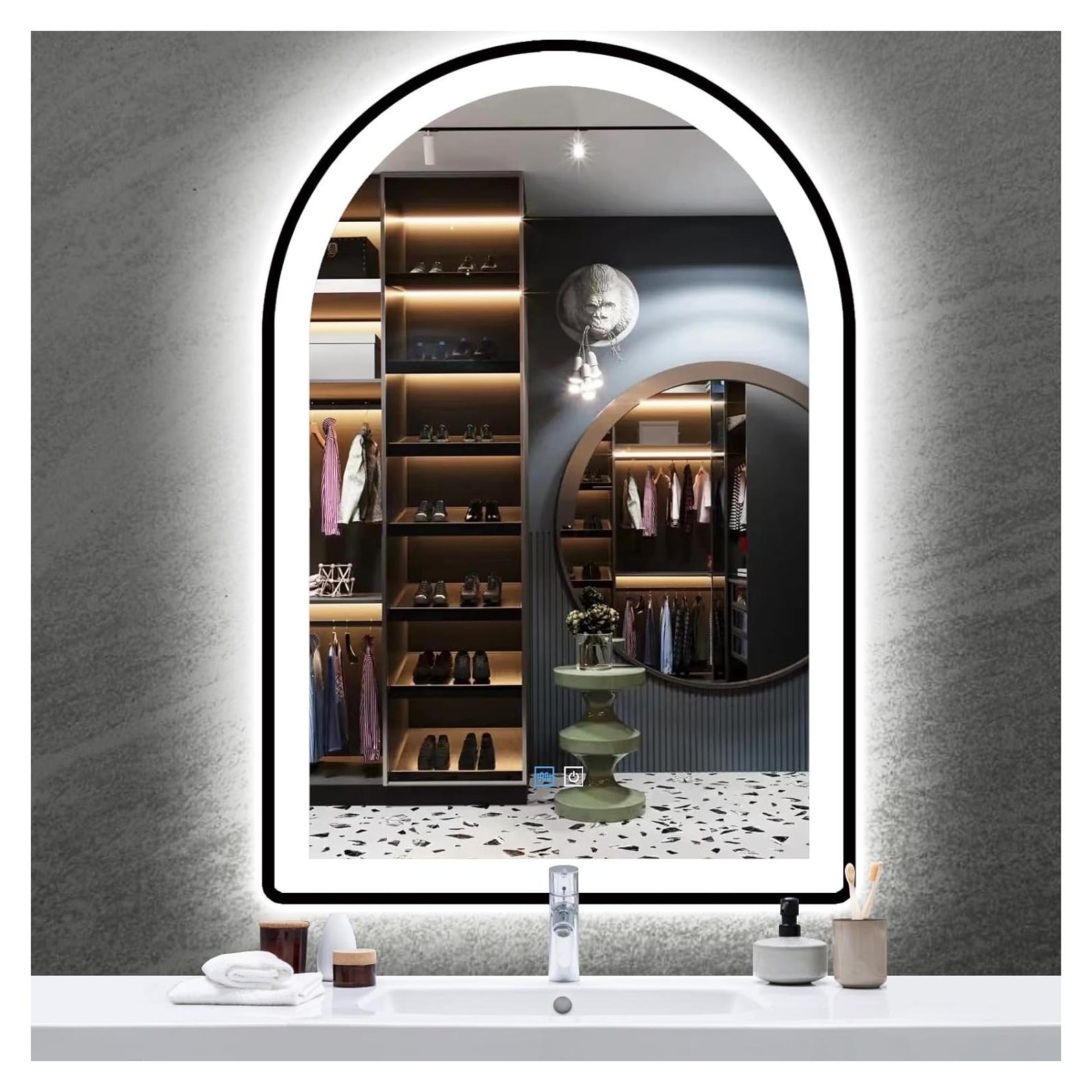 Espejo LED Inteligente MEIOUKA 91x61 cm Negro Antivaho