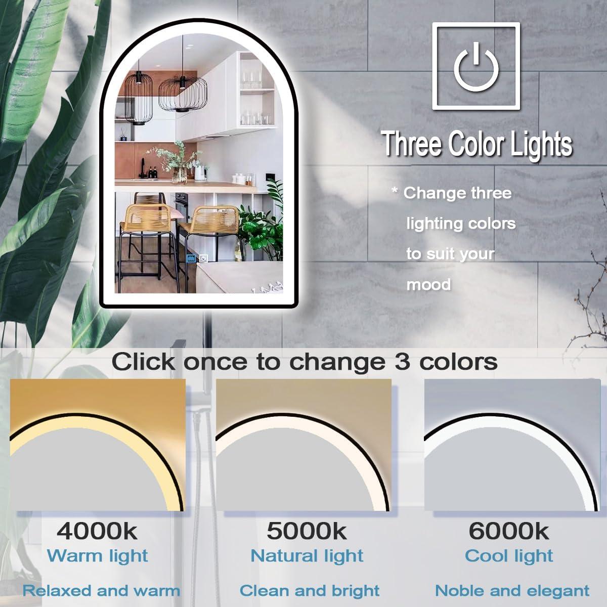 Espejo LED Inteligente MEIOUKA 91x61 cm Negro Antivaho