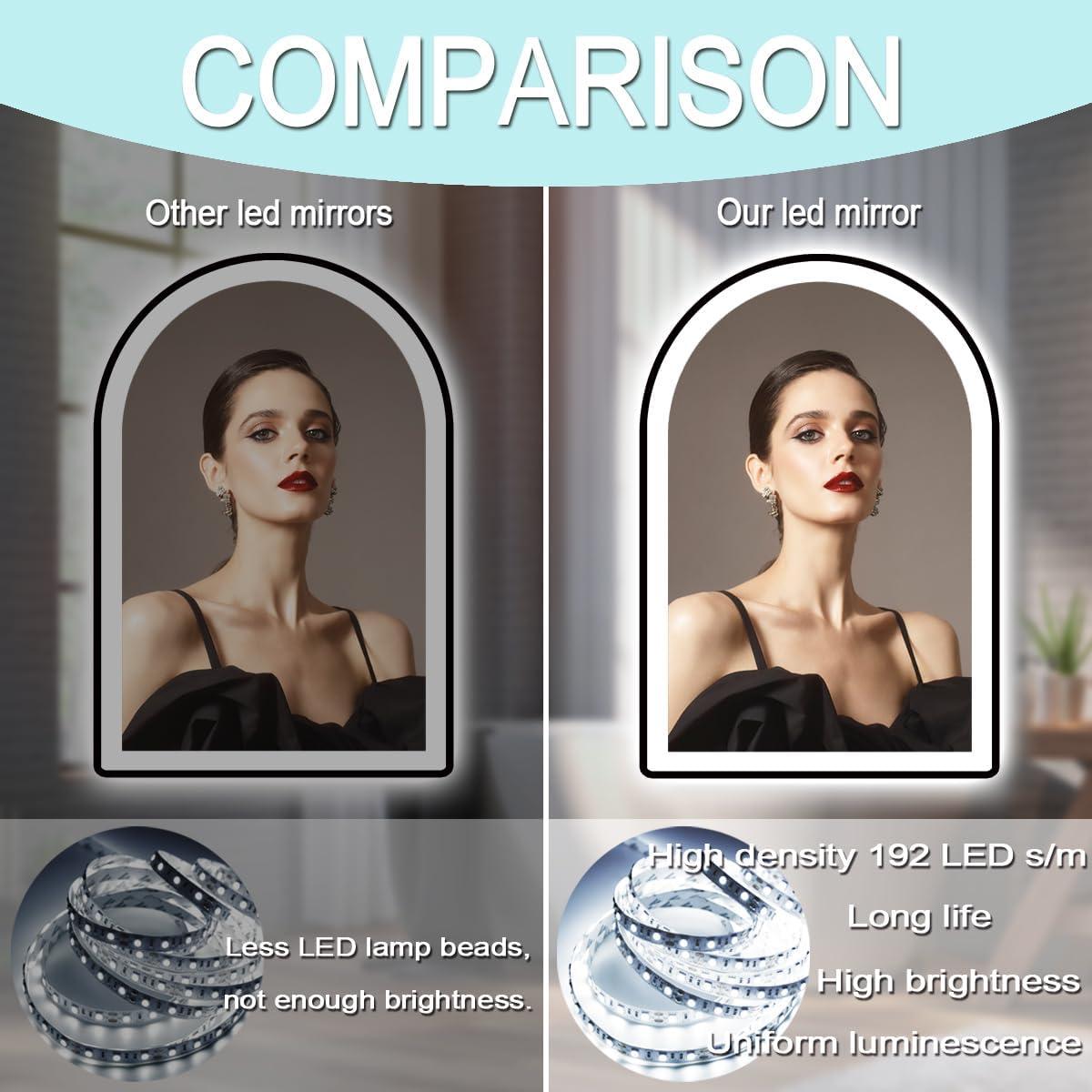 Espejo LED Inteligente MEIOUKA 91x61 cm Negro Antivaho