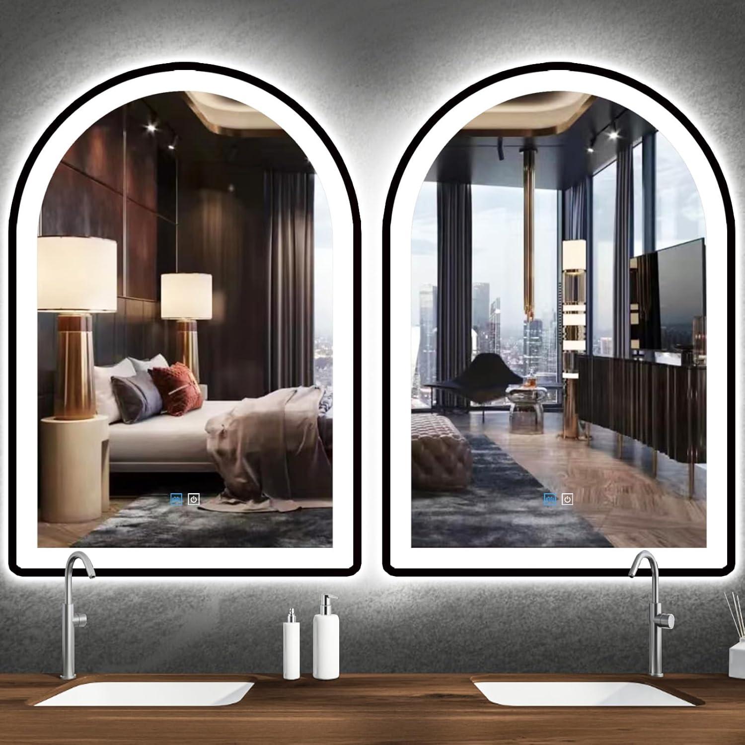 Espejo LED Inteligente MEIOUKA 91x61 cm Negro Antivaho