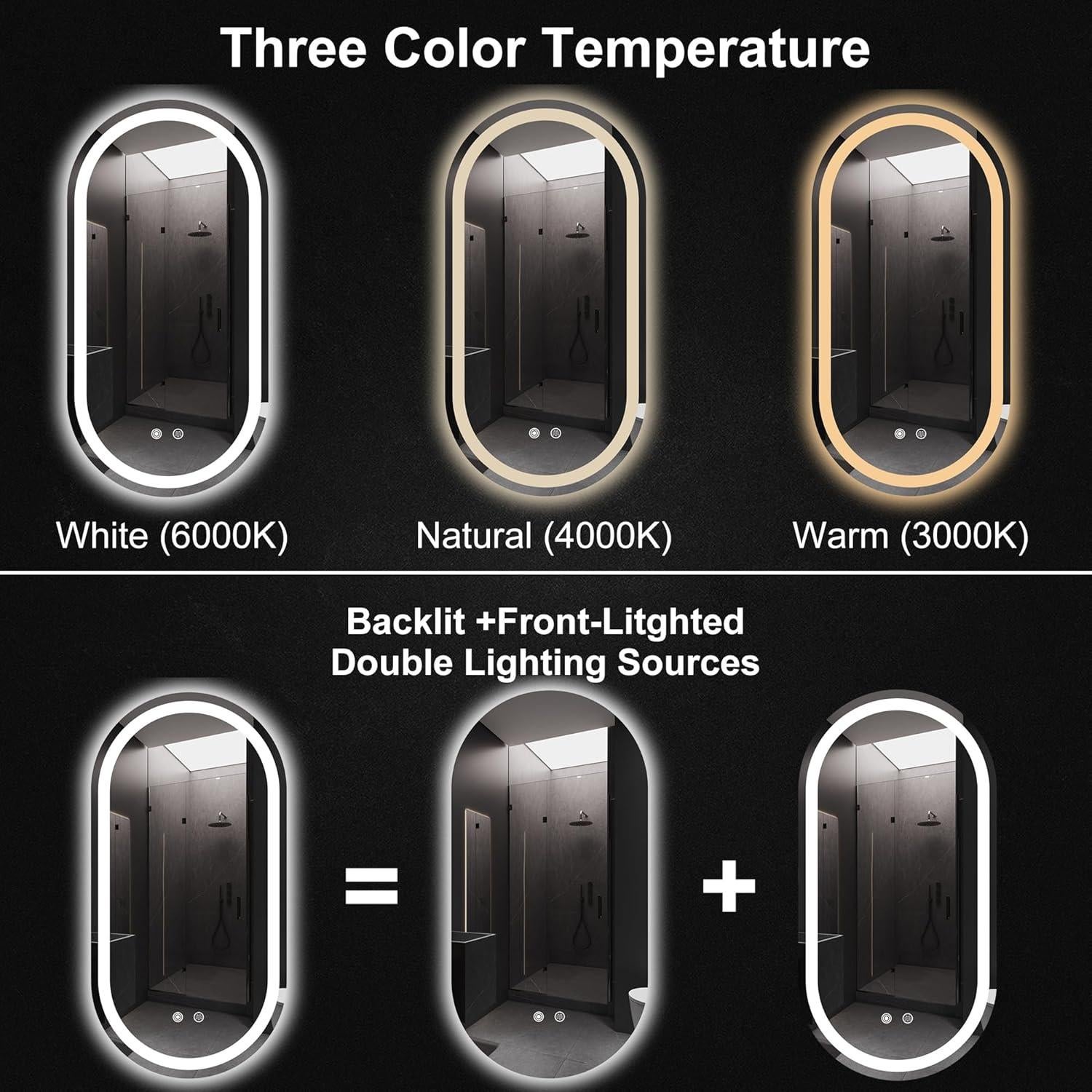 Espejo de Baño LED FORTENY 81x41 cm Antivaho Regulable