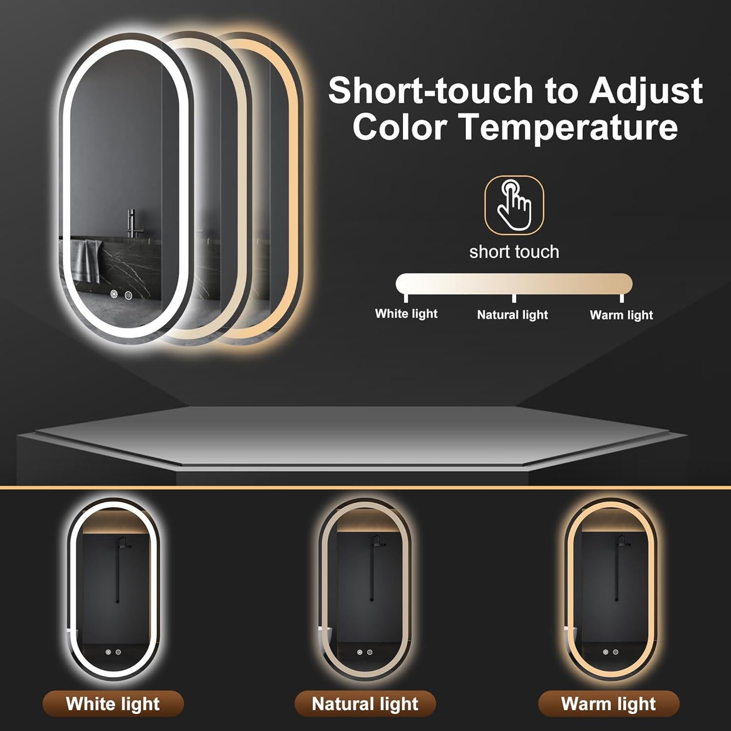 Espejo de Baño LED FORTENY 81x41 cm Antivaho Regulable