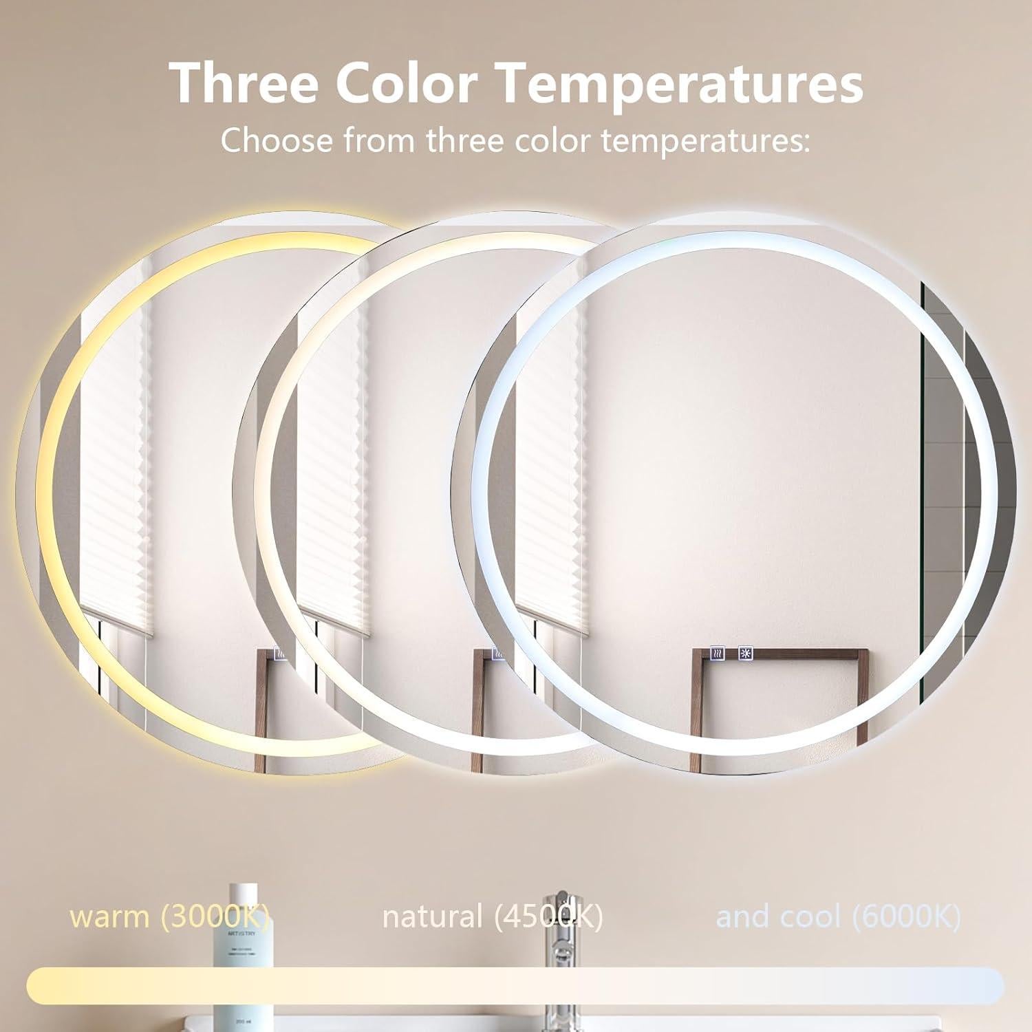 Espejo de Baño Redondo Vipush 71 cm con LED Regulable