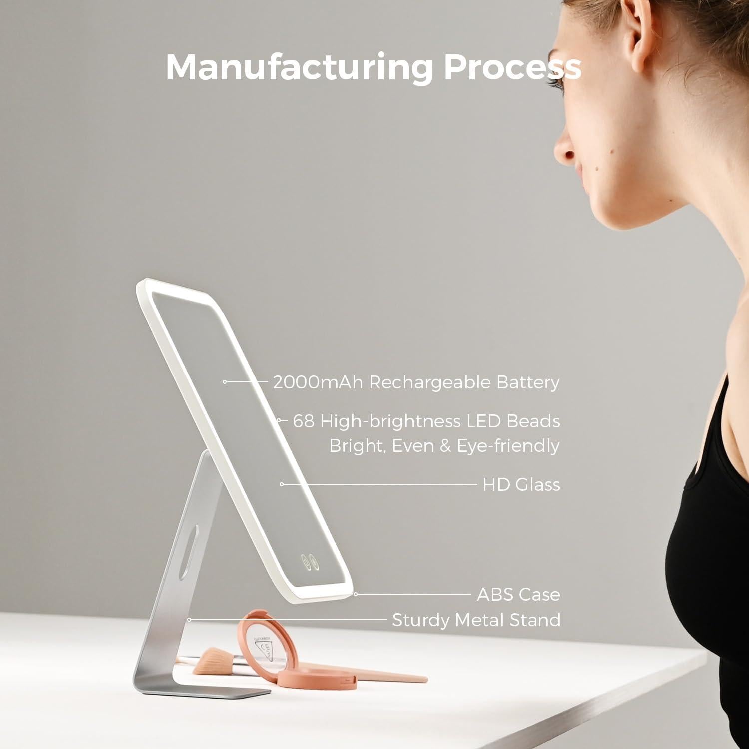 Espejo de Maquillaje Iluminado NEZZOE 30.48 cm Recargable