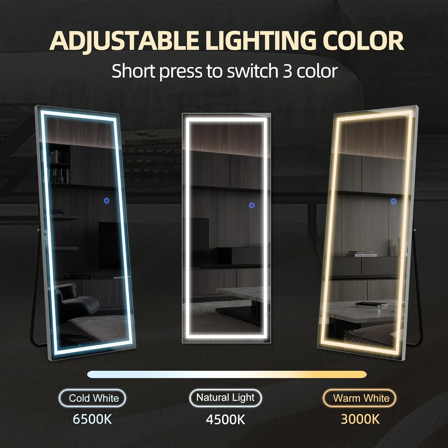 Espejo de Piso LED TRUNBACK 160x50 cm Regulable 3 Colores