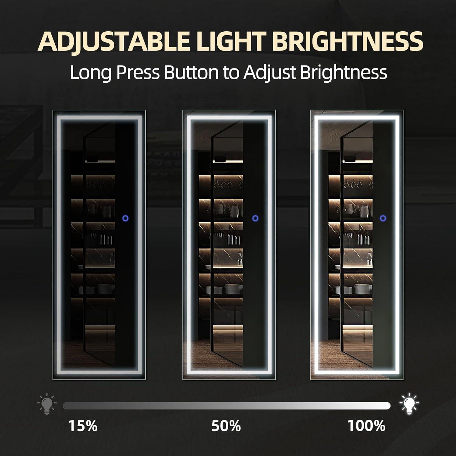 Espejo de Piso LED TRUNBACK 160x50 cm Regulable 3 Colores