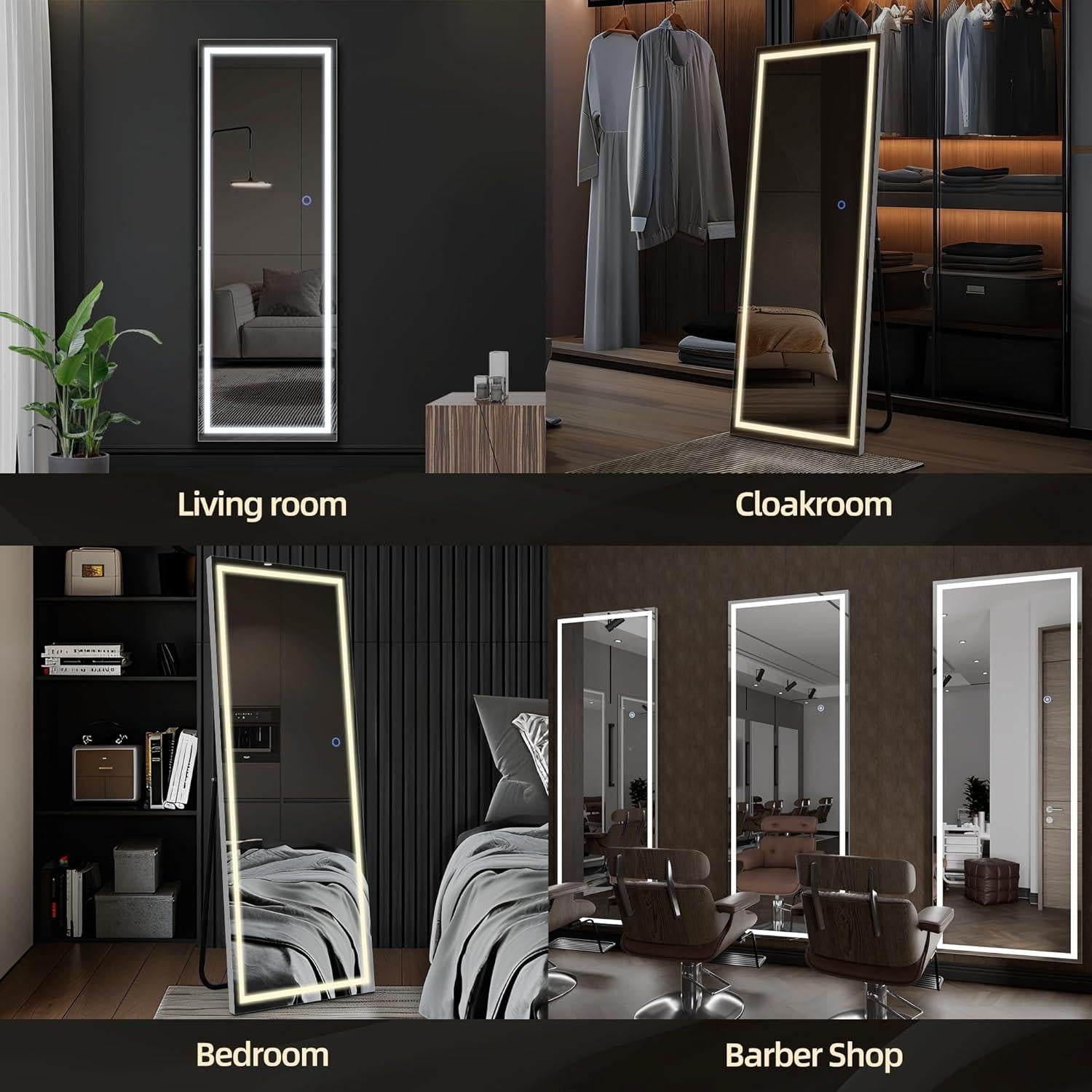 Espejo de Piso LED TRUNBACK 160x50 cm Regulable 3 Colores