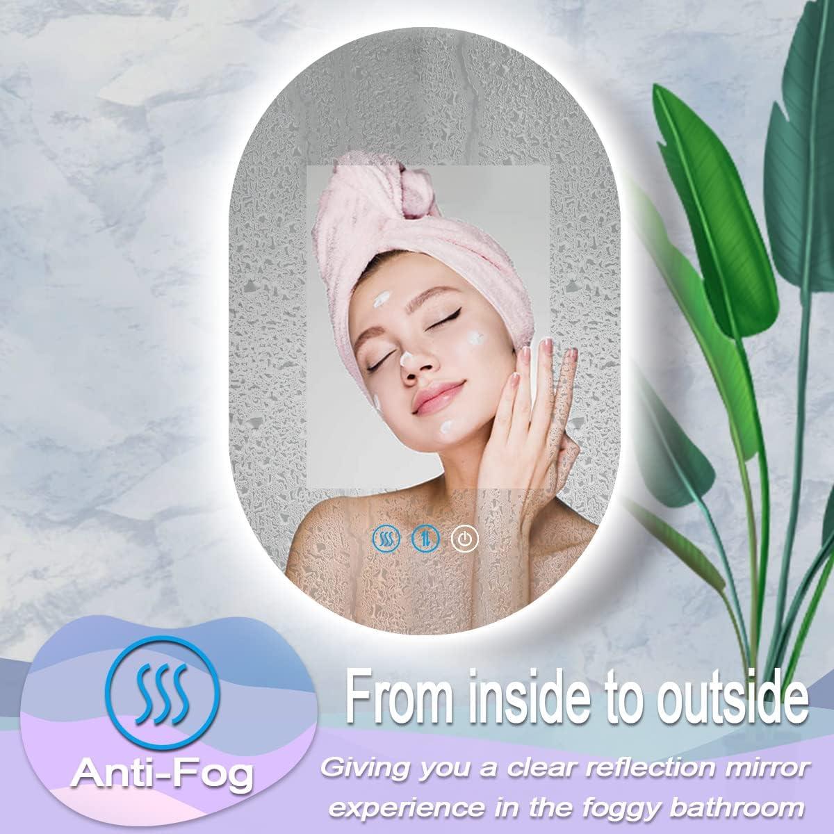 Espejo Ovalado Iluminado DIDIDADA 81x51 cm con 3 Colores