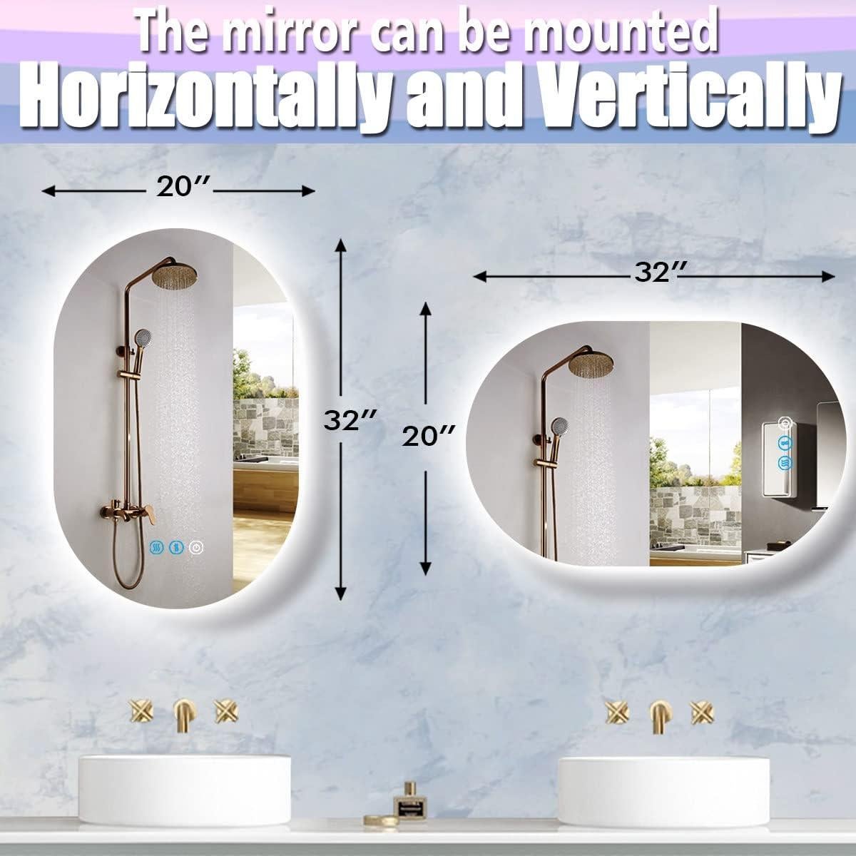 Espejo Ovalado Iluminado DIDIDADA 81x51 cm con 3 Colores