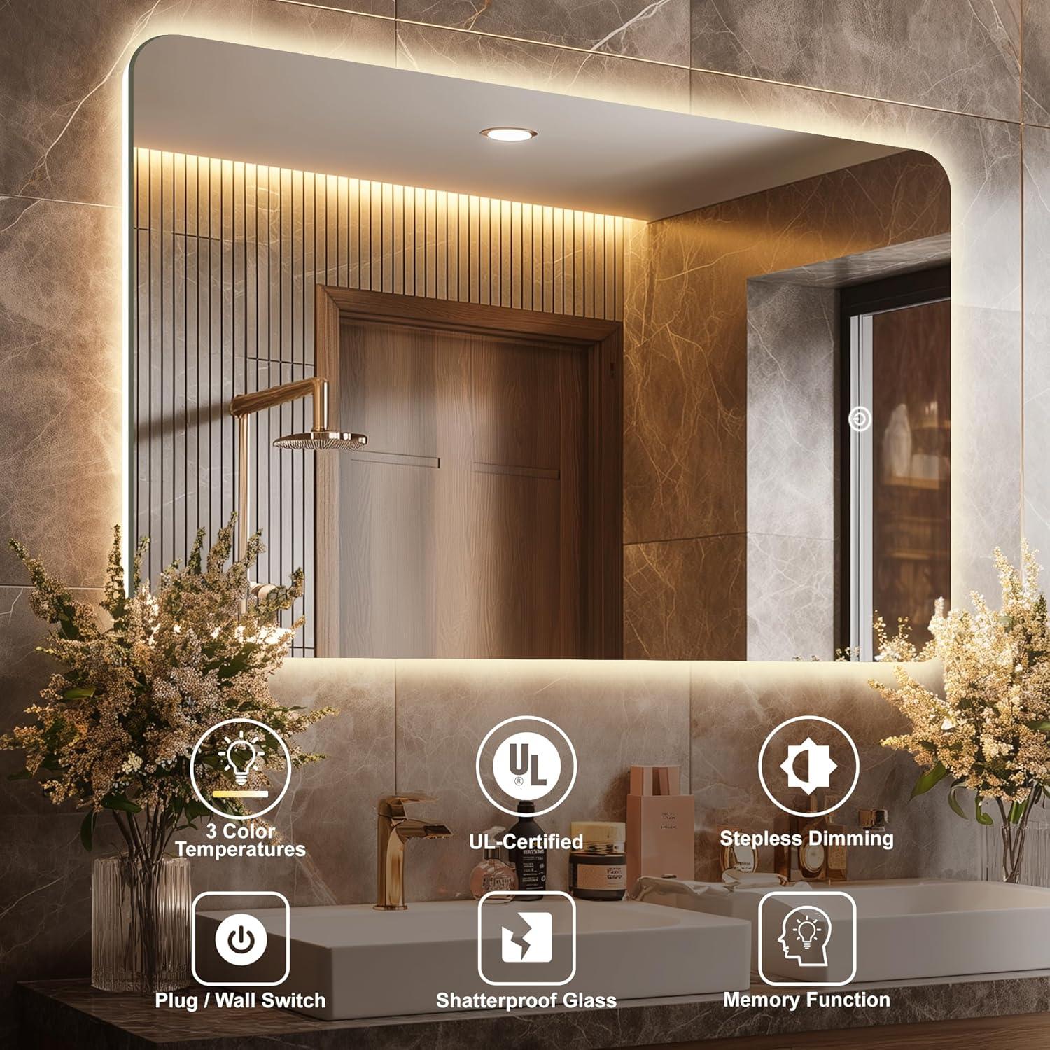 Espejo LED Retroiluminado Inbenioso 101x76 cm para Baño