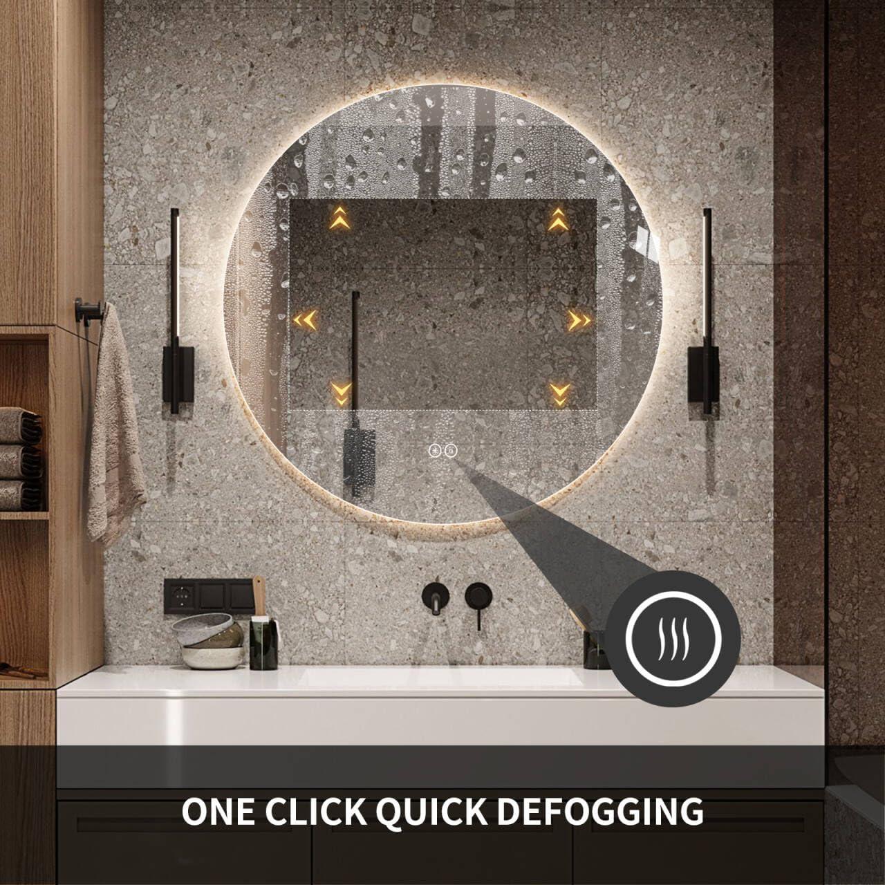 Espejo de Baño LED Redondo LAIYA 91.44 cm, Anti-vaho, Táctil