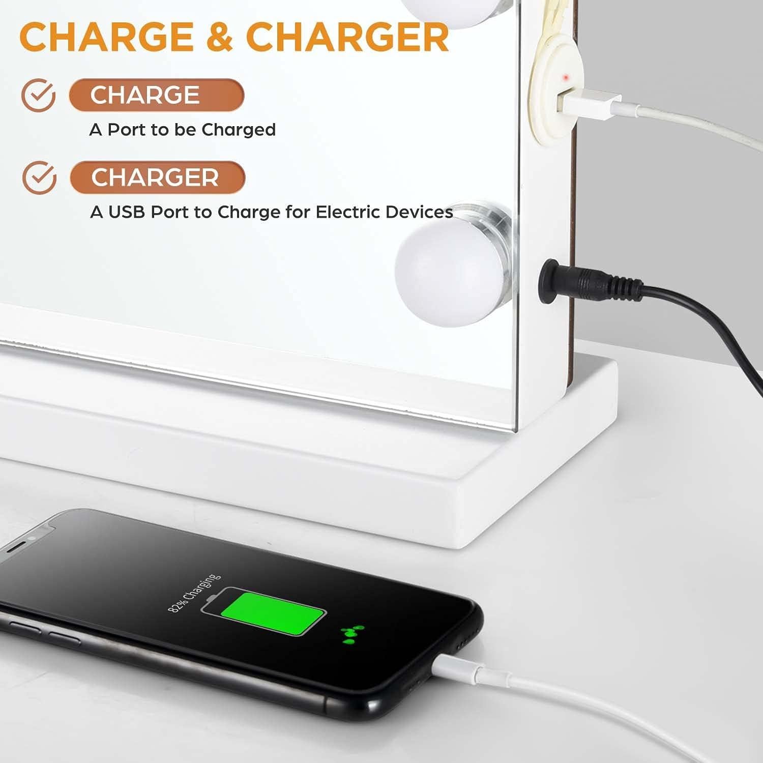 Espejo de Tocador Hollywoodense M MIVONDA con Luces LED 15 Bombillas