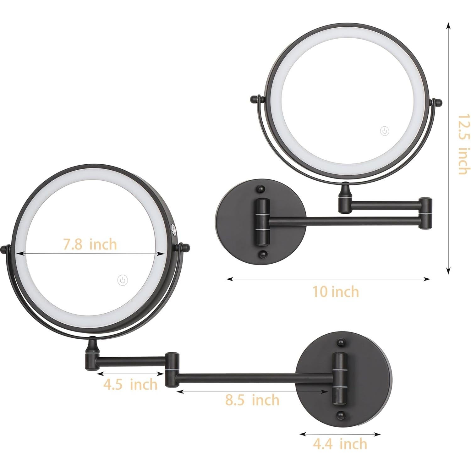 Espejo de Baño LED YYCHXJLC Redondo 20cm Luz Regulable