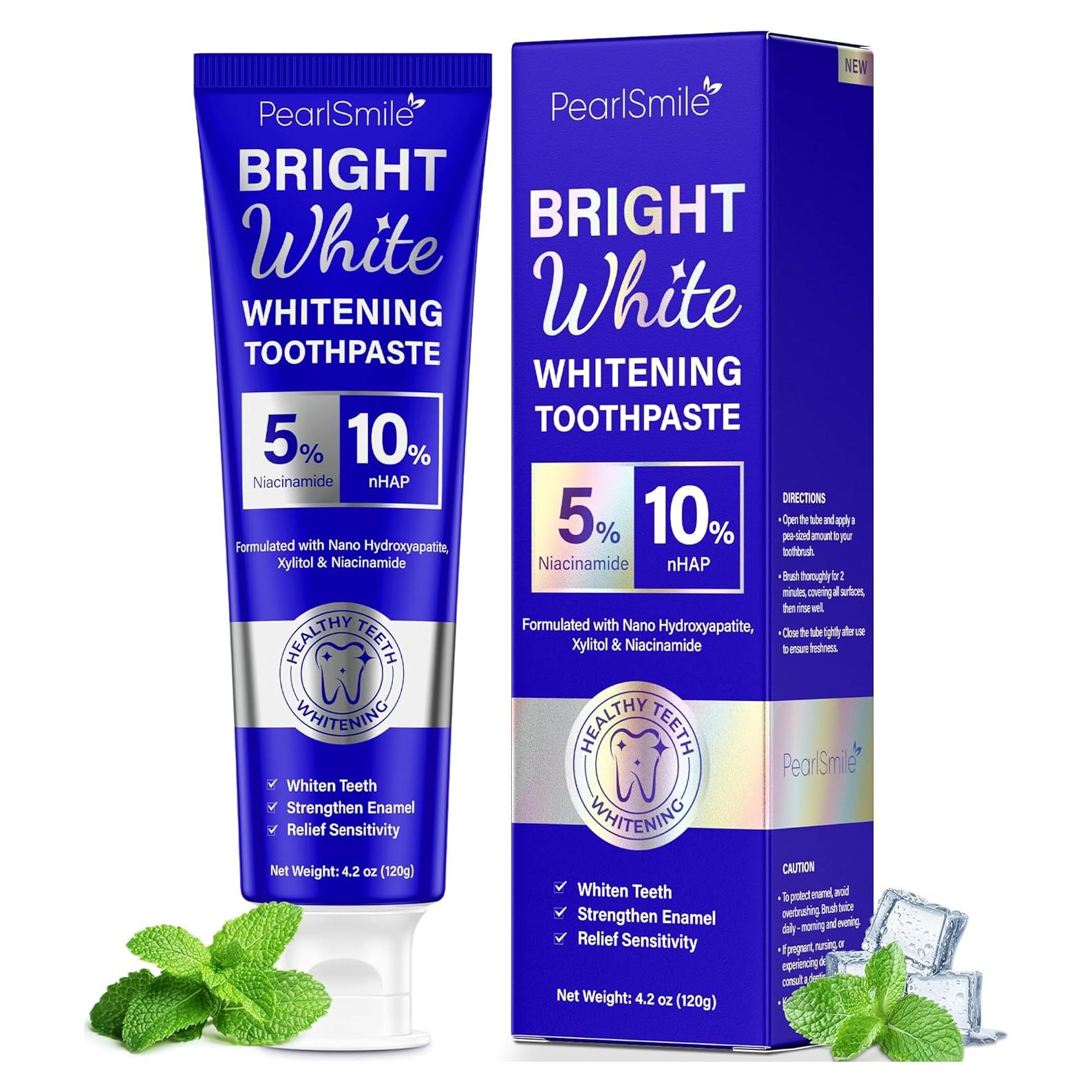 Pasta de Dientes Blanqueadora PearlSmile 120g - Niacinamida y Nano Hidroxiapatita