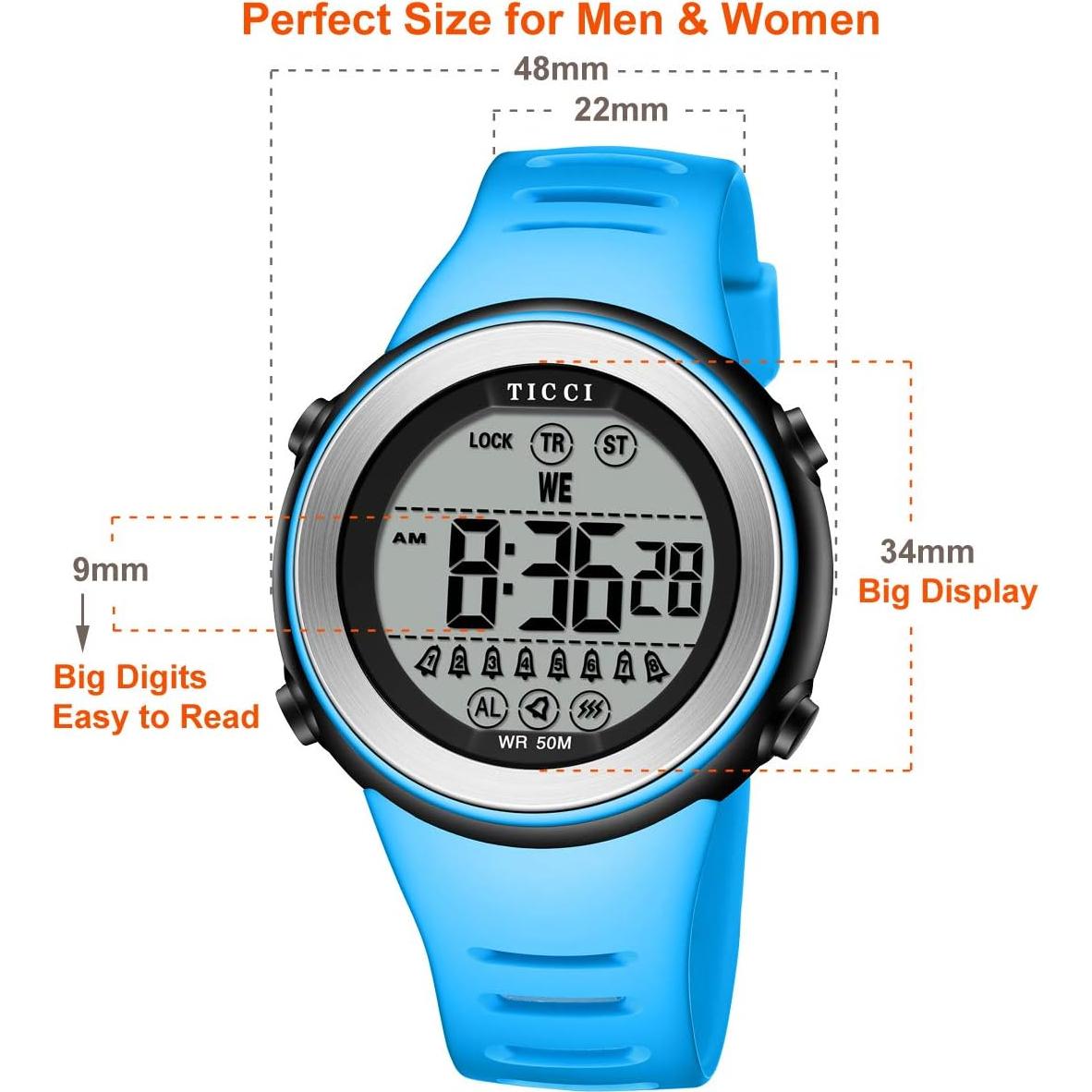 Reloj de Alarma Vibrante TICCI Unisex Impermeable con 8 Alarmas