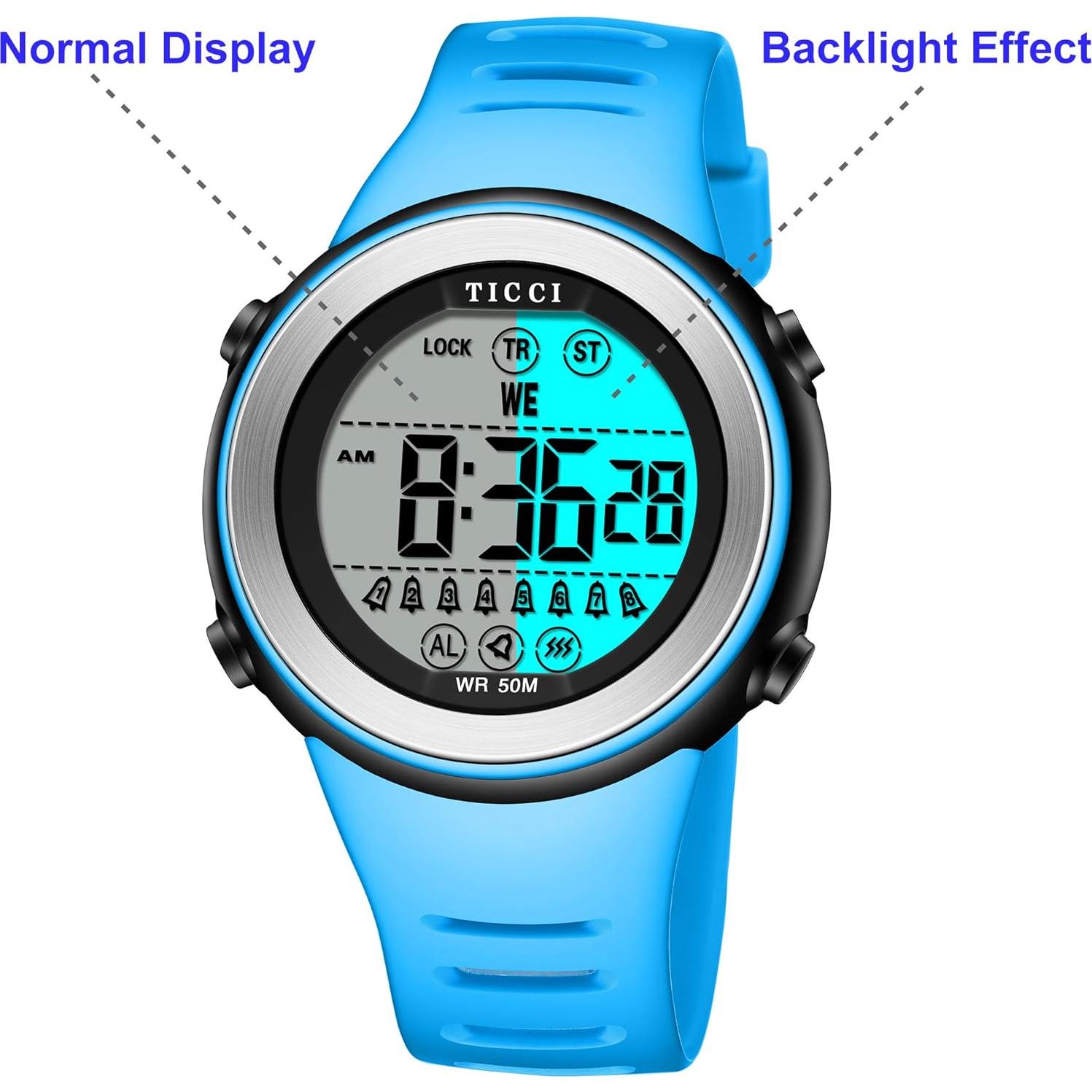 Reloj de Alarma Vibrante TICCI Unisex Impermeable con 8 Alarmas