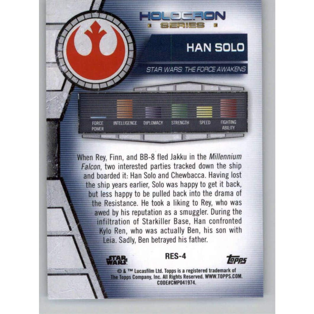 Tarjeta de Comercio Topps Star Wars Han Solo #RES-4 2020