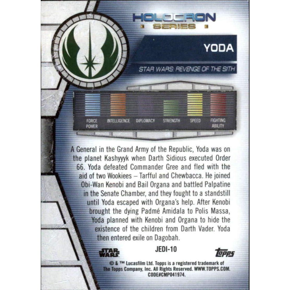Tarjeta Coleccionable Yoda #JEDI-10 Star Wars Topps 2020