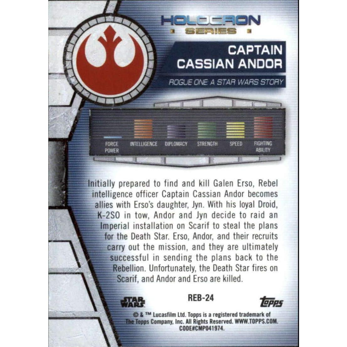 Tarjeta Coleccionable Star Wars Topps 2020 Capitán Cassian Andor