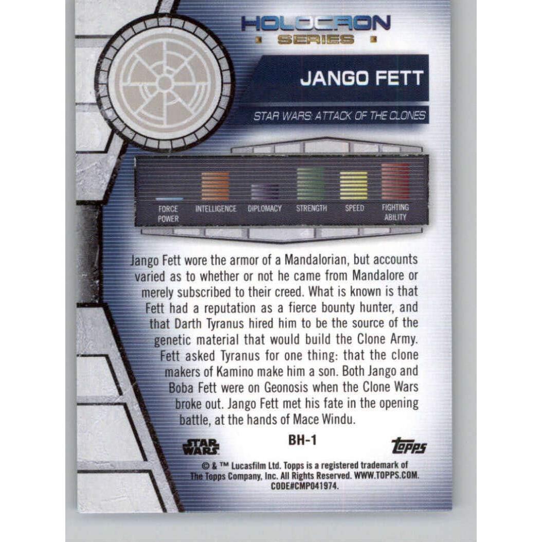 Tarjeta de Colección Topps Star Wars Jango Fett #BH-1