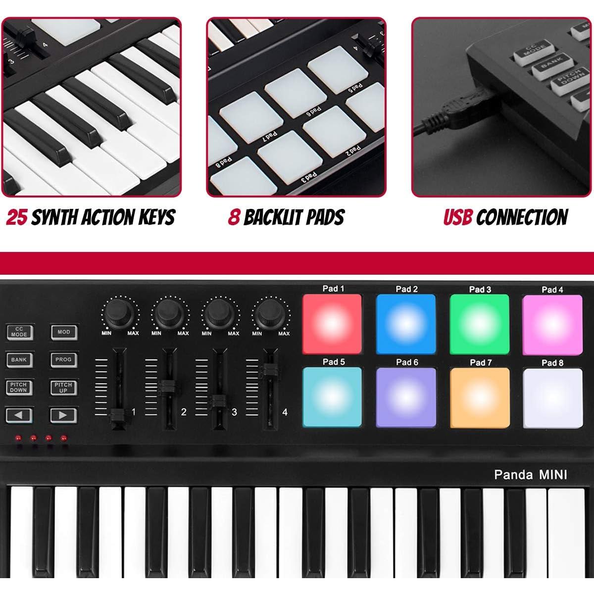 Controlador MIDI Lotmusic Panda MINI 25 Teclas USB