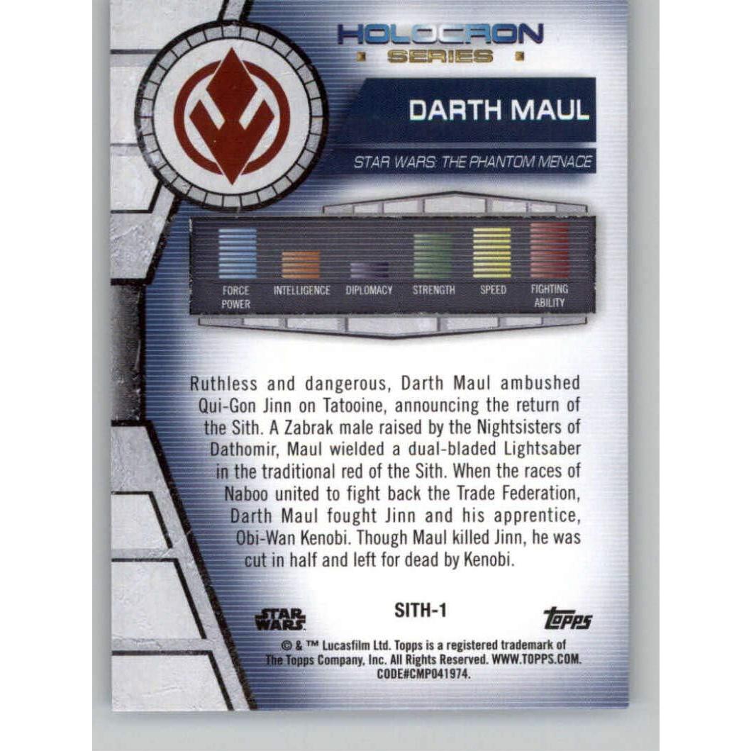 Tarjeta Coleccionable Topps Star Wars Darth Maul #SITH-1