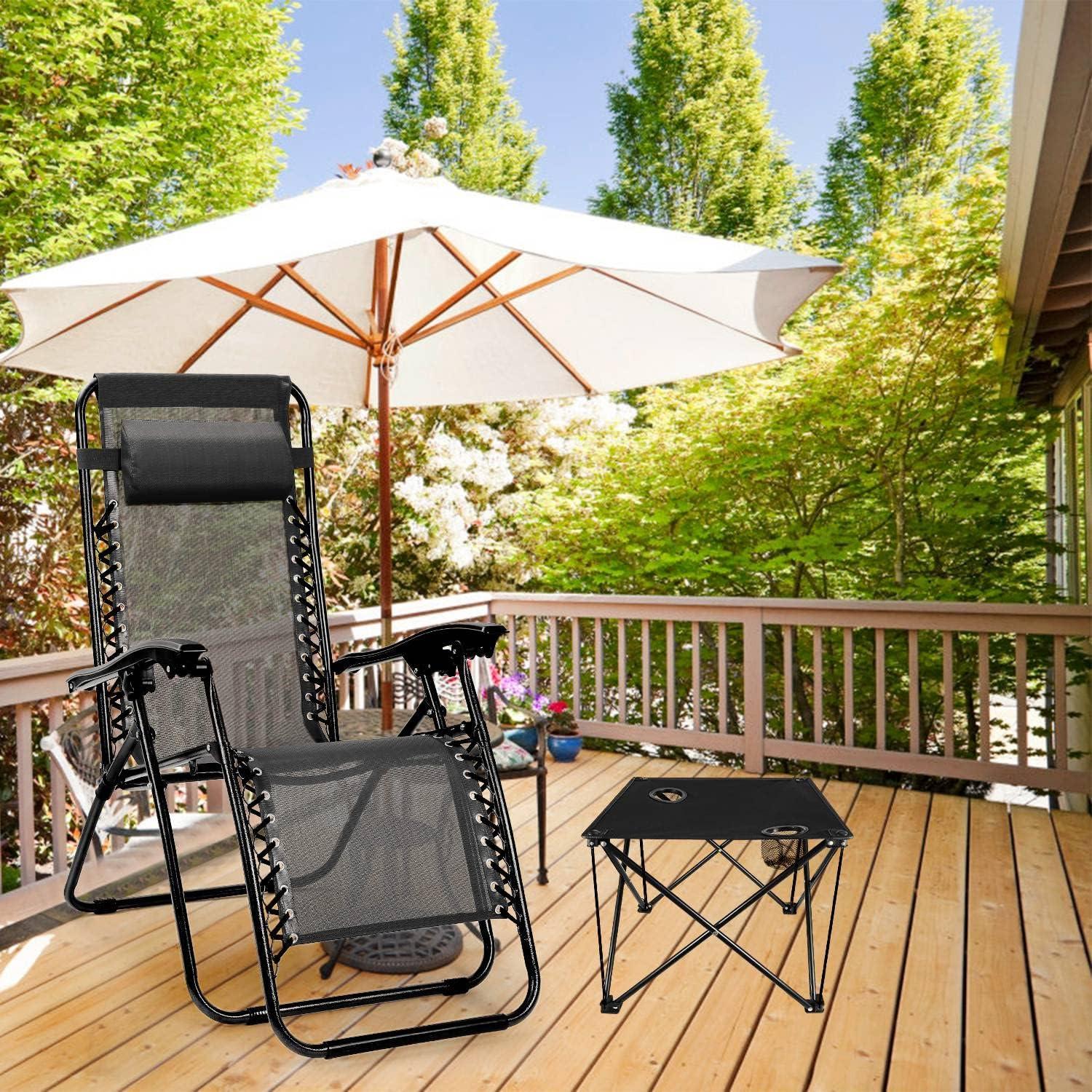 Mesa Plegable KOCASO para Camping 46.99x46.99cm con 2 Portavasos