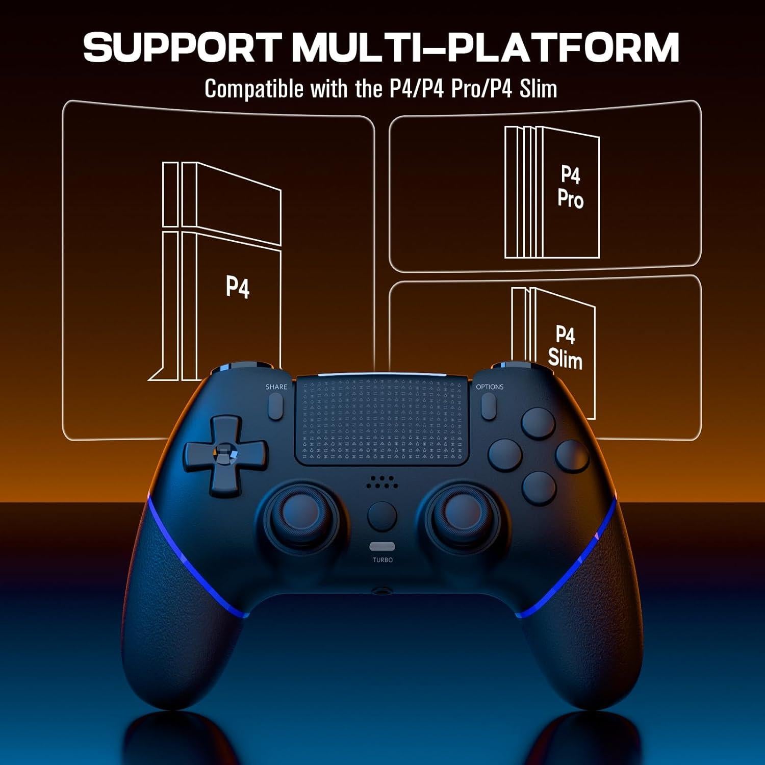 Controlador Inalámbrico CHEREEKI para PS4 Negro con Joystick Hall