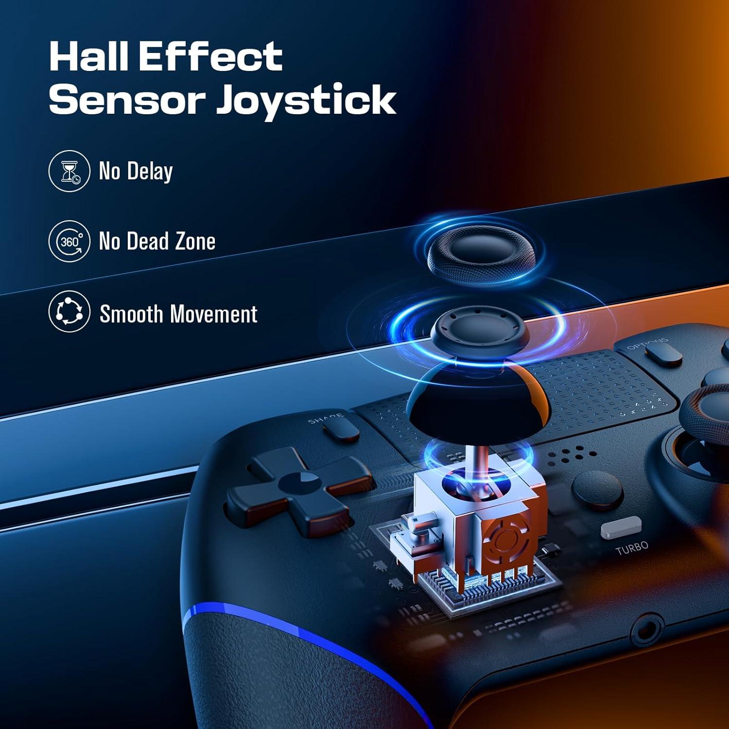 Controlador Inalámbrico CHEREEKI para PS4 Negro con Joystick Hall