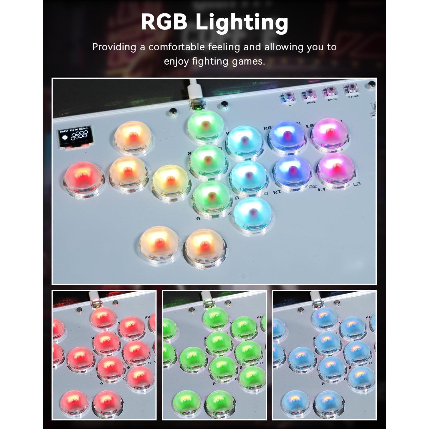 Controlador Arcade Sehawei T16 Blanco 16 Botones RGB Turbo