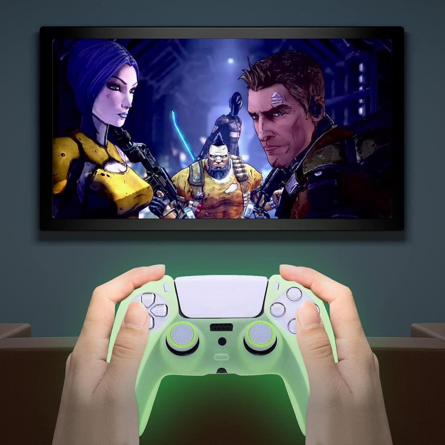 Cubierta de Silicona Antideslizante HLRAO PS5 Verde Brillante