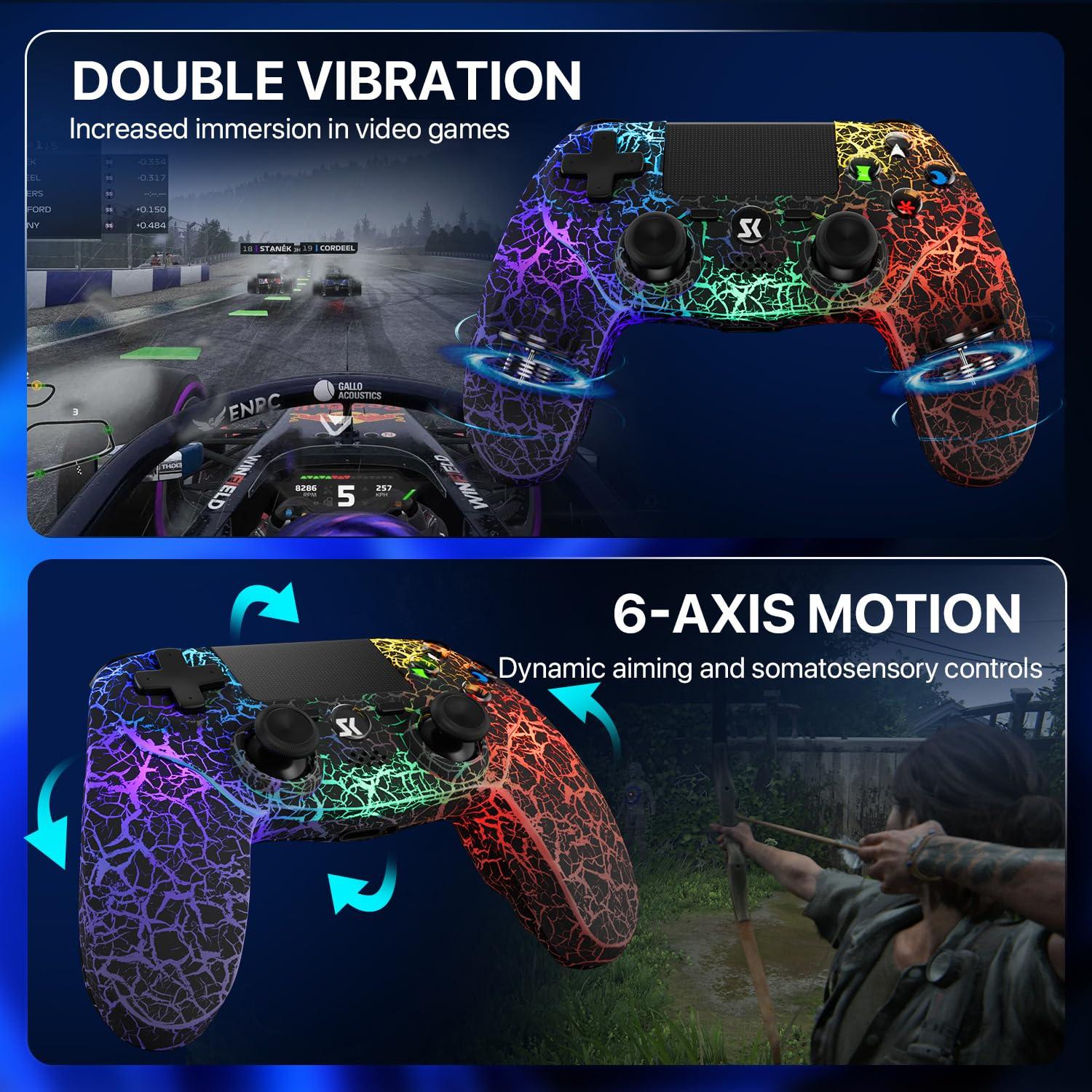 Controlador Inalámbrico ISHAKO para PS4/Pro/Slim - RGB, 1000mAh