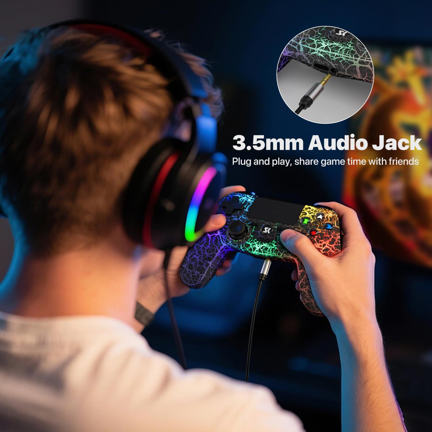 Controlador Inalámbrico ISHAKO para PS4/Pro/Slim - RGB, 1000mAh